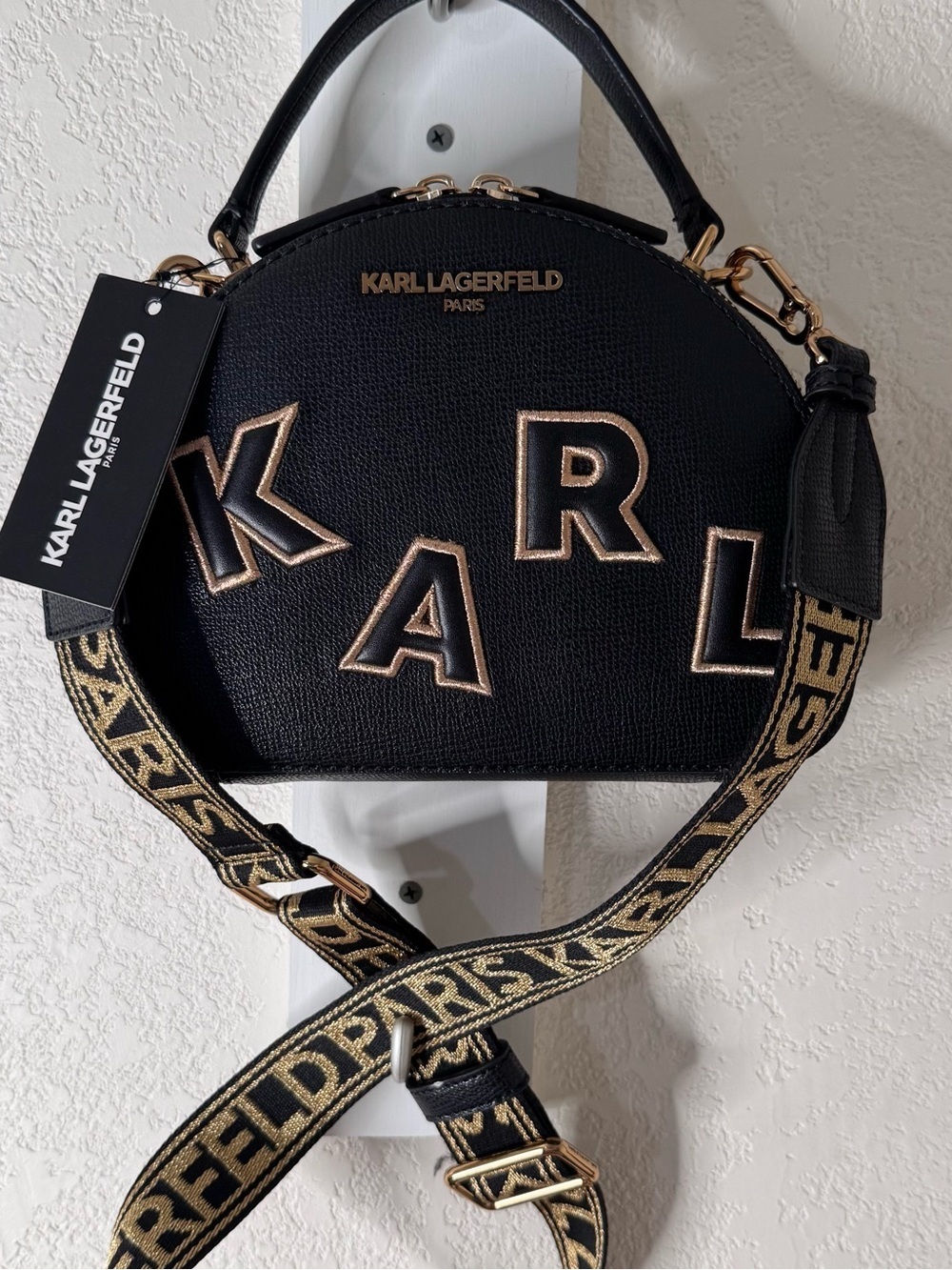 Karl Lagerfeld unique shape,embroidered brand spell out,branded crossbody strap - Picture 8 of 10